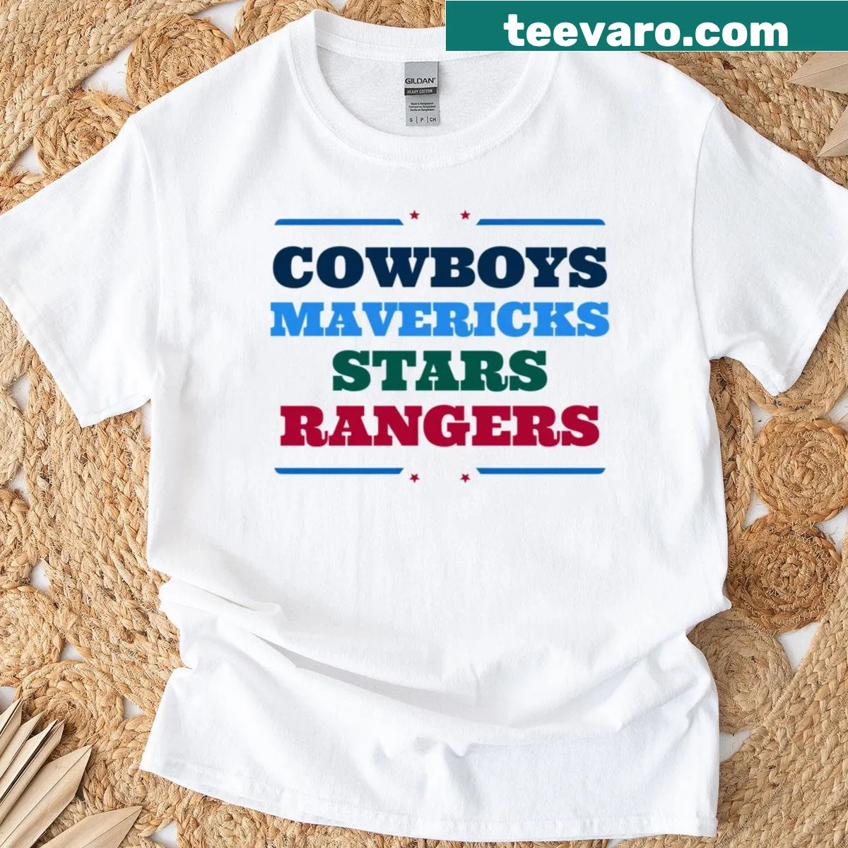 T-shirt stating 'I'm A Fan Of Dallas Cowboys Mavericks Stars And Texas Rangers' — on a men's t-shirt