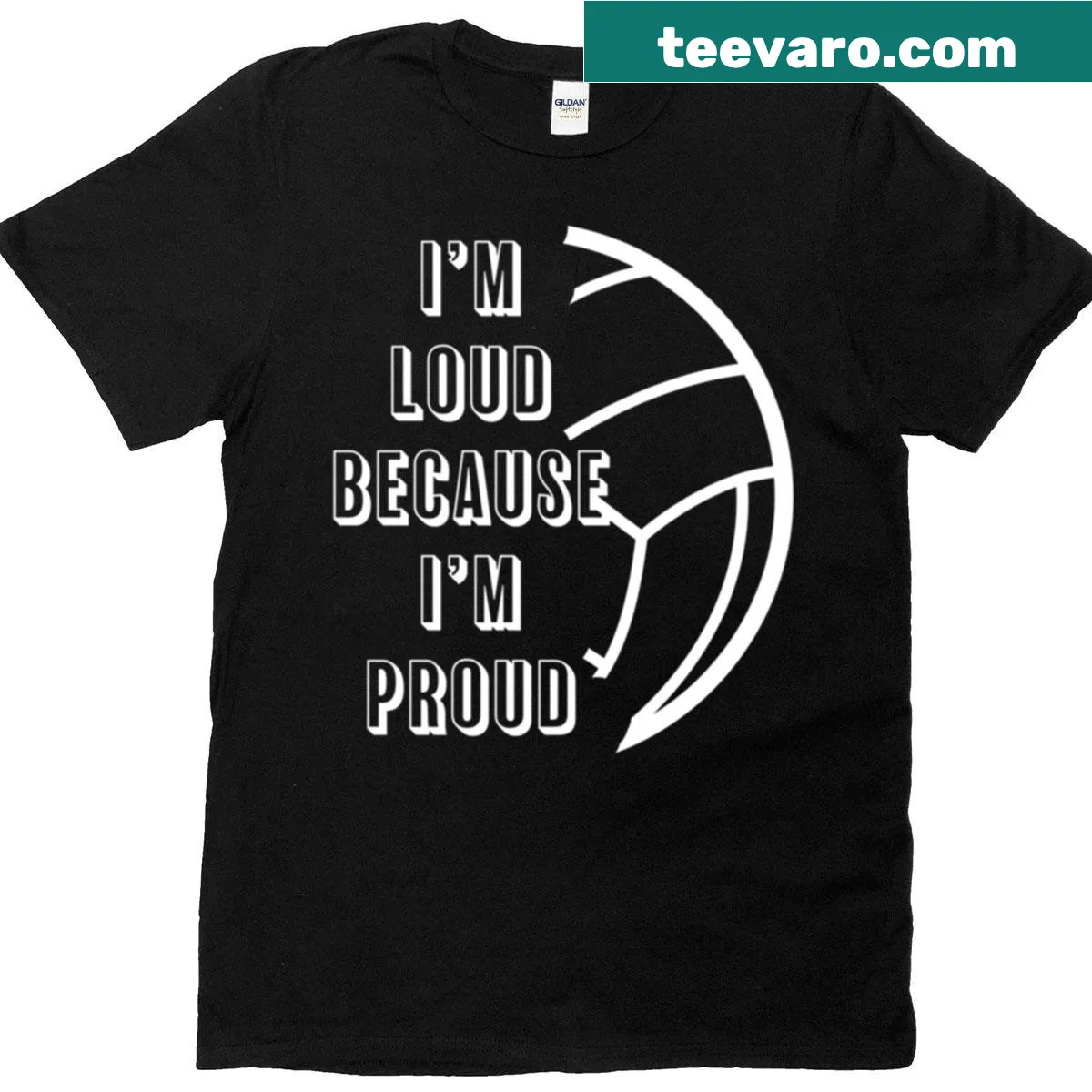 Proud volleyball mom shirt with bold text — on a men's t-shirt