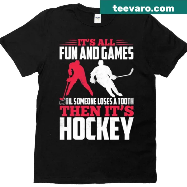Playful T-shirt with humorous hockey design