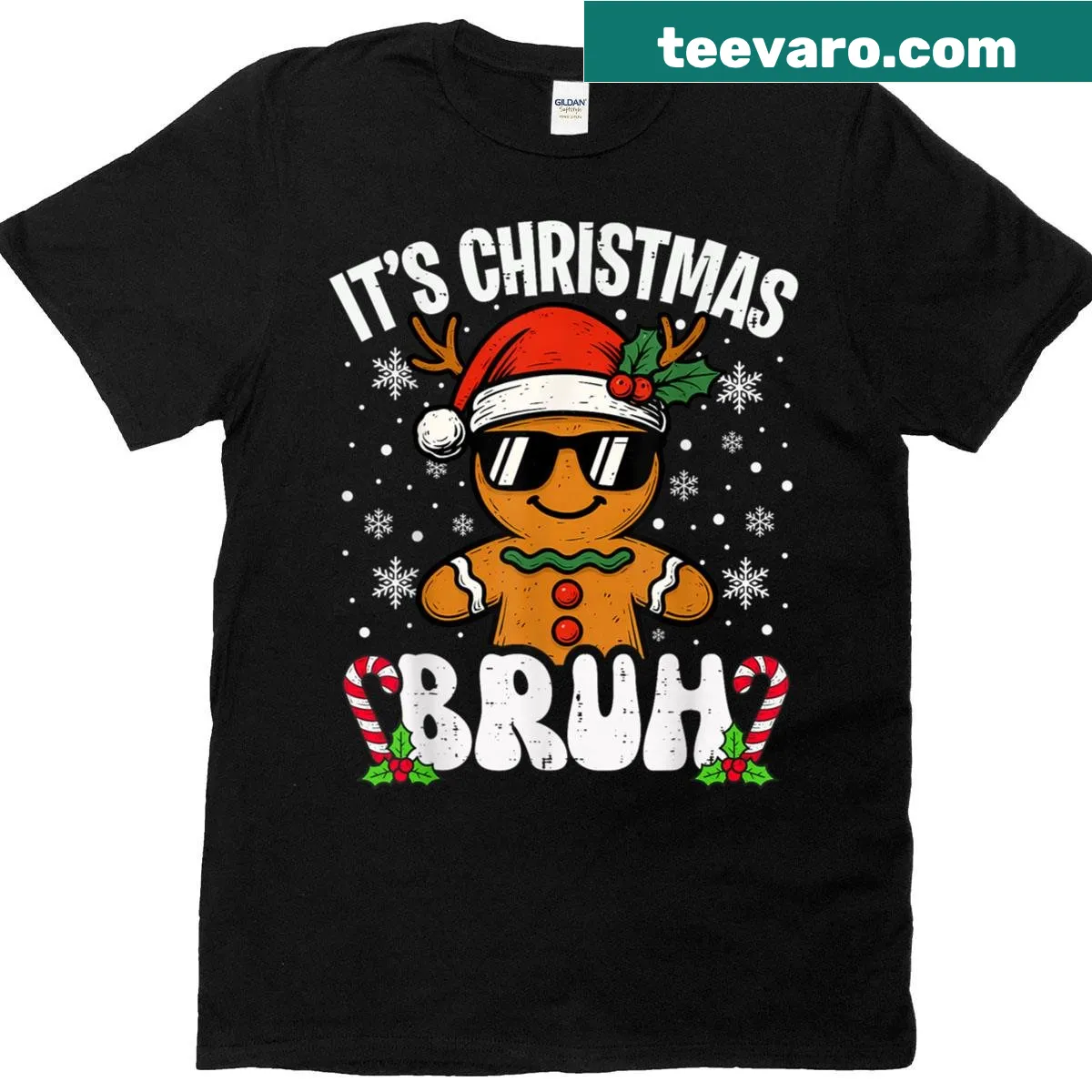 Funny Christmas T-shirt with gingerbread meme graphic — on a men's t-shirt