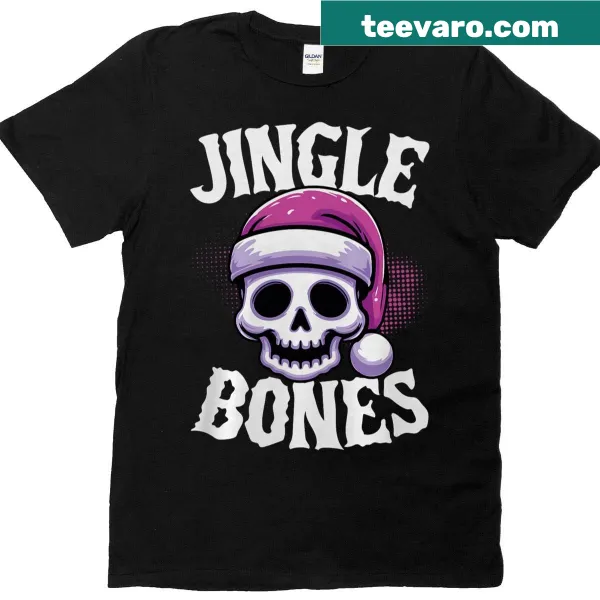 Gothic Christmas skull t-shirt with Jingle Bones design