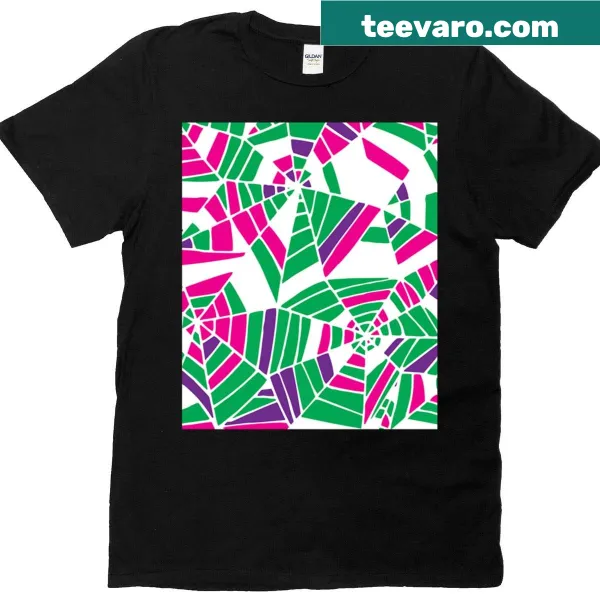 Abstract web design T-shirt featuring intricate kaleidoscopic patterns
