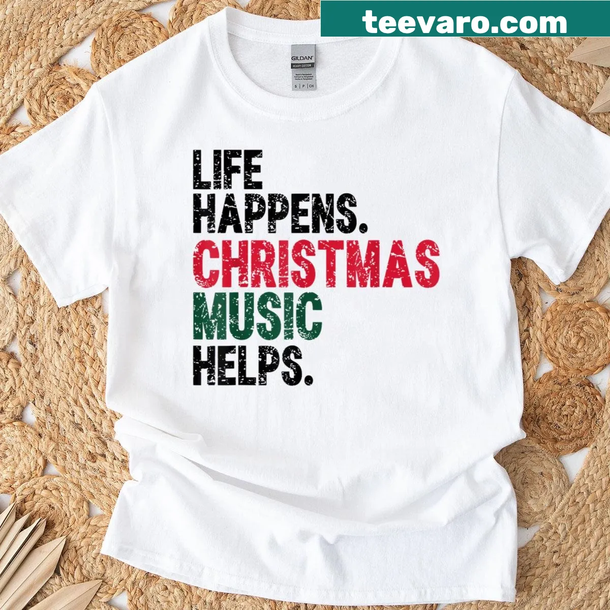 Funny holiday shirt with Christmas music quote — on a men's t-shirt