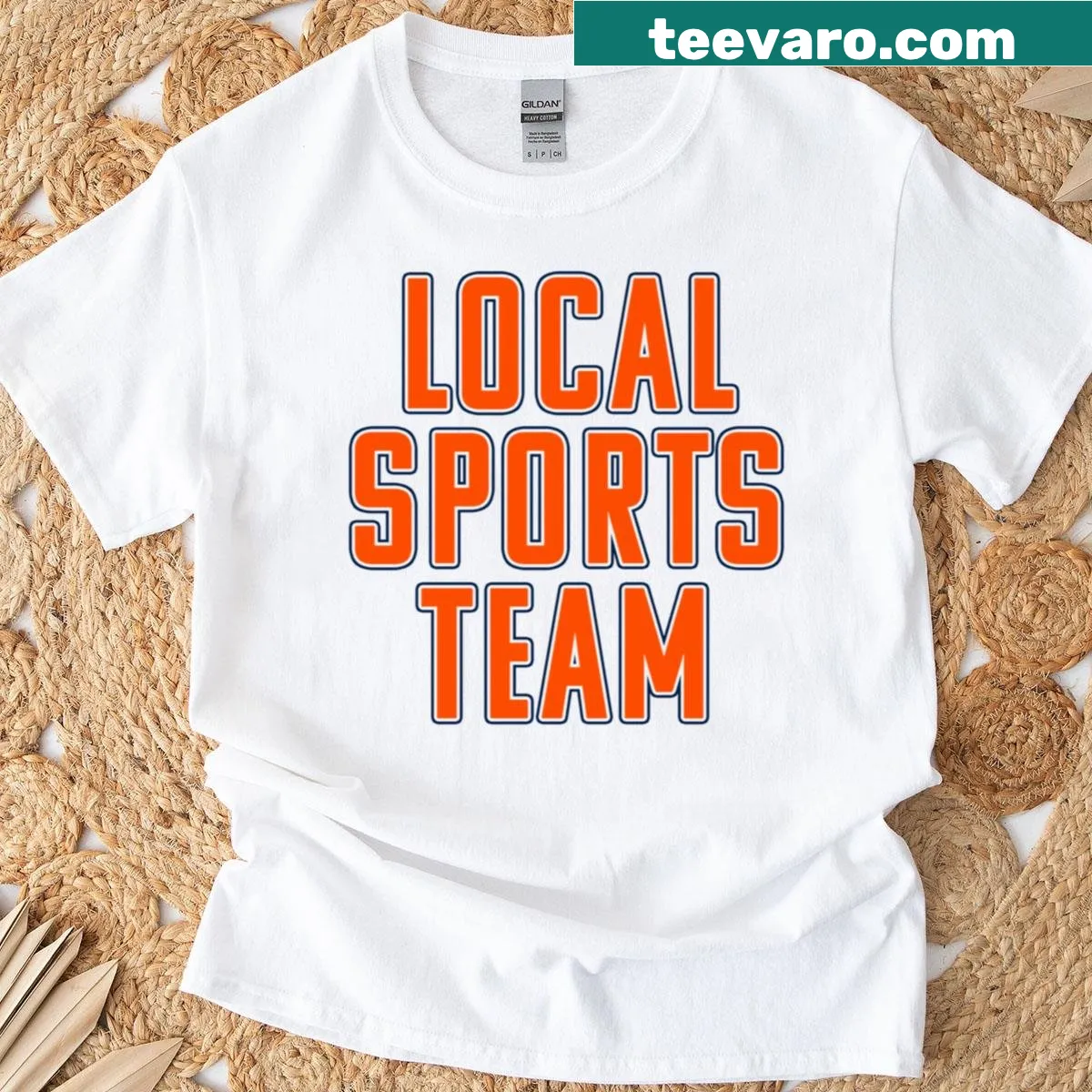 Edmonton Oilers-themed T-shirt showcasing team colors — on a men's t-shirt