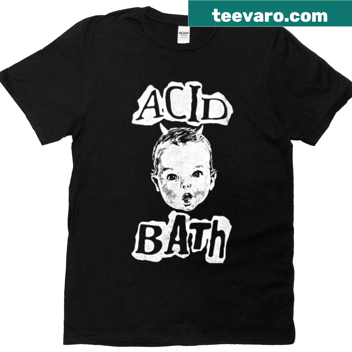 Vintage-style band logo T-shirt for metal music fans — on a men's t-shirt