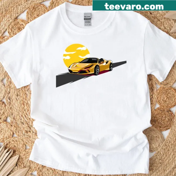 Illustration of a luxury sports car on a t-shirt