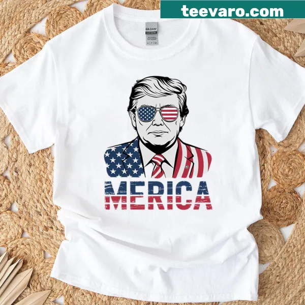 Women's 4th of July T-shirt with American flag and Trump design