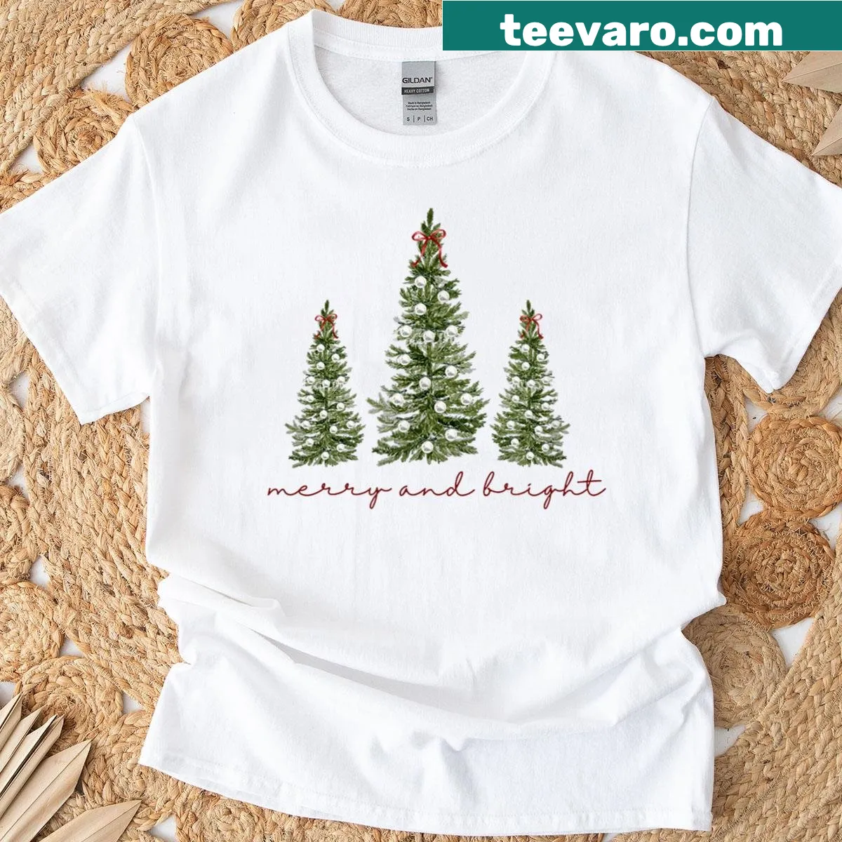 Cheerful Christmas tree T-shirt for holiday festivities — on a men's t-shirt