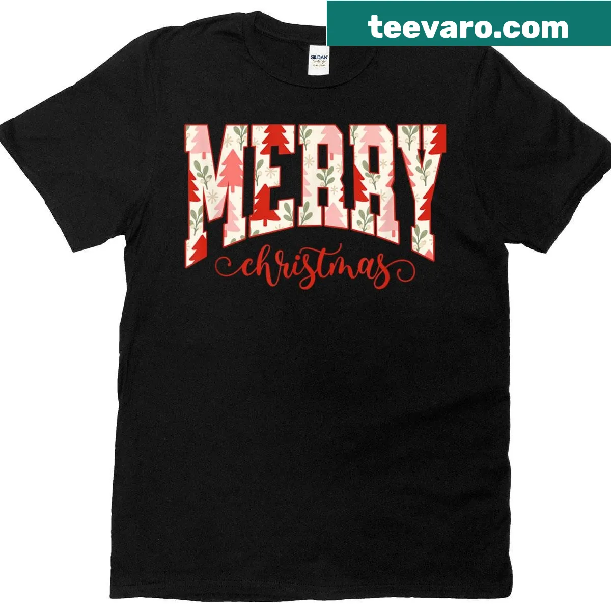Cute holiday t-shirt with red trees illustration — on a men's t-shirt