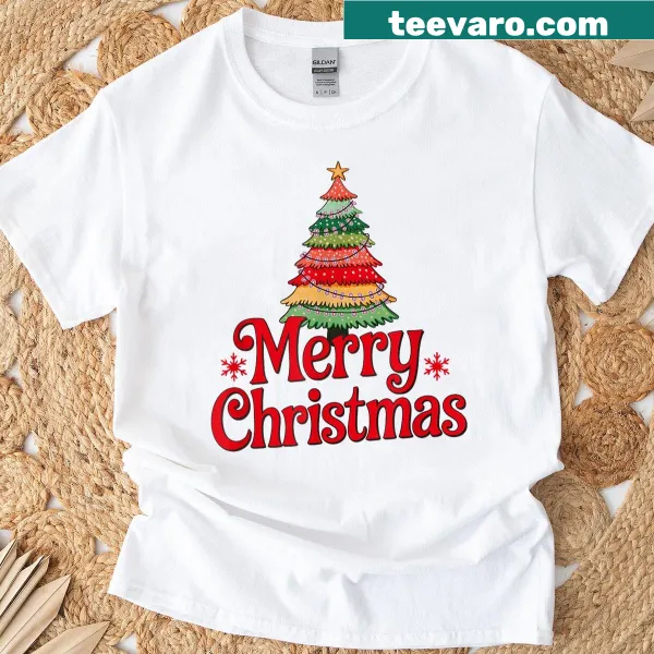 Festive Christmas tree T-shirt for holiday celebrations