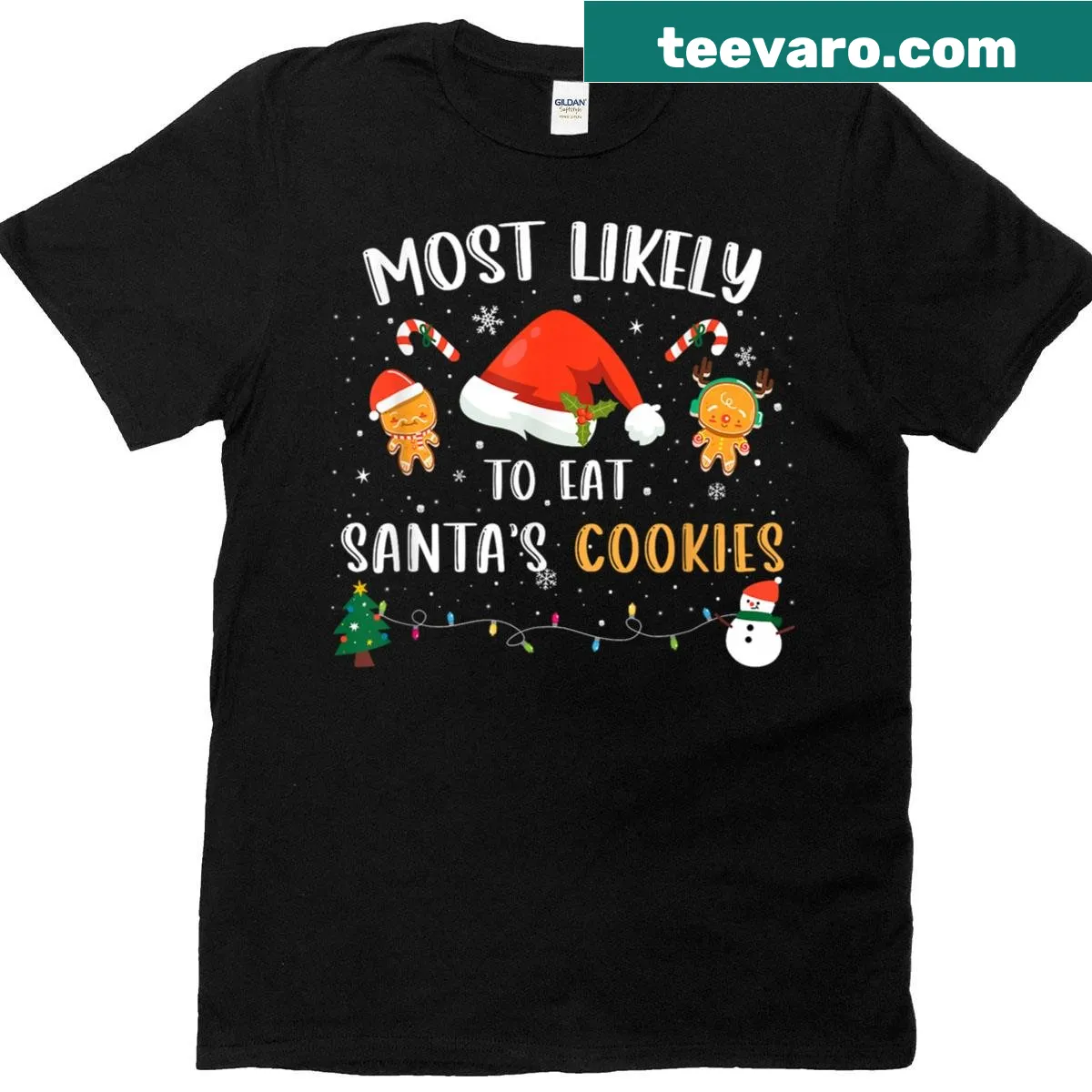 Funny family matching Christmas T-shirt about eating Santa's cookies — on a men's t-shirt
