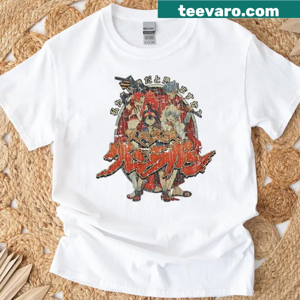 Vintage-style shirt with movie and anime graphics