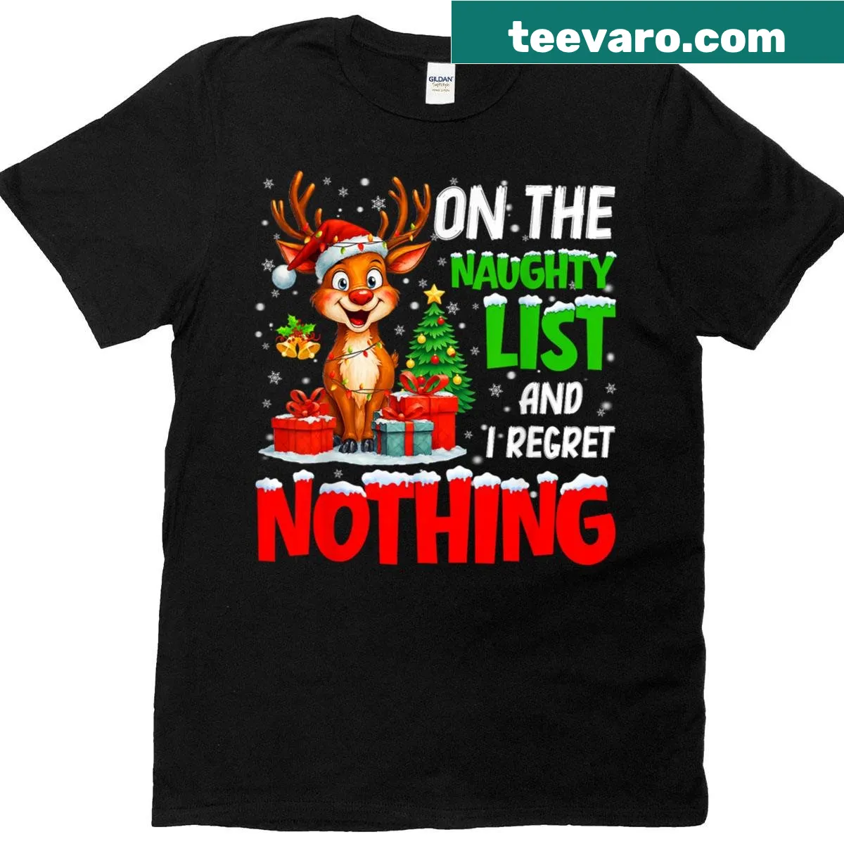 Funny holiday shirt for kids declaring naughty list — on a men's t-shirt