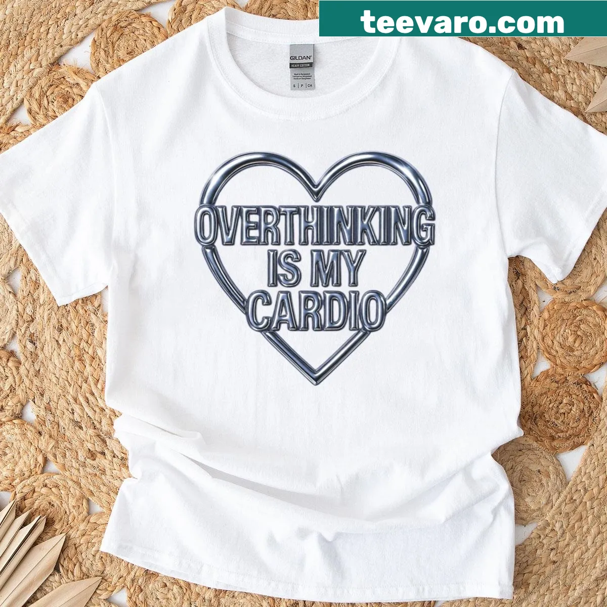 Funny retro saying: Overthinking Is My Cardio — on a men's t-shirt