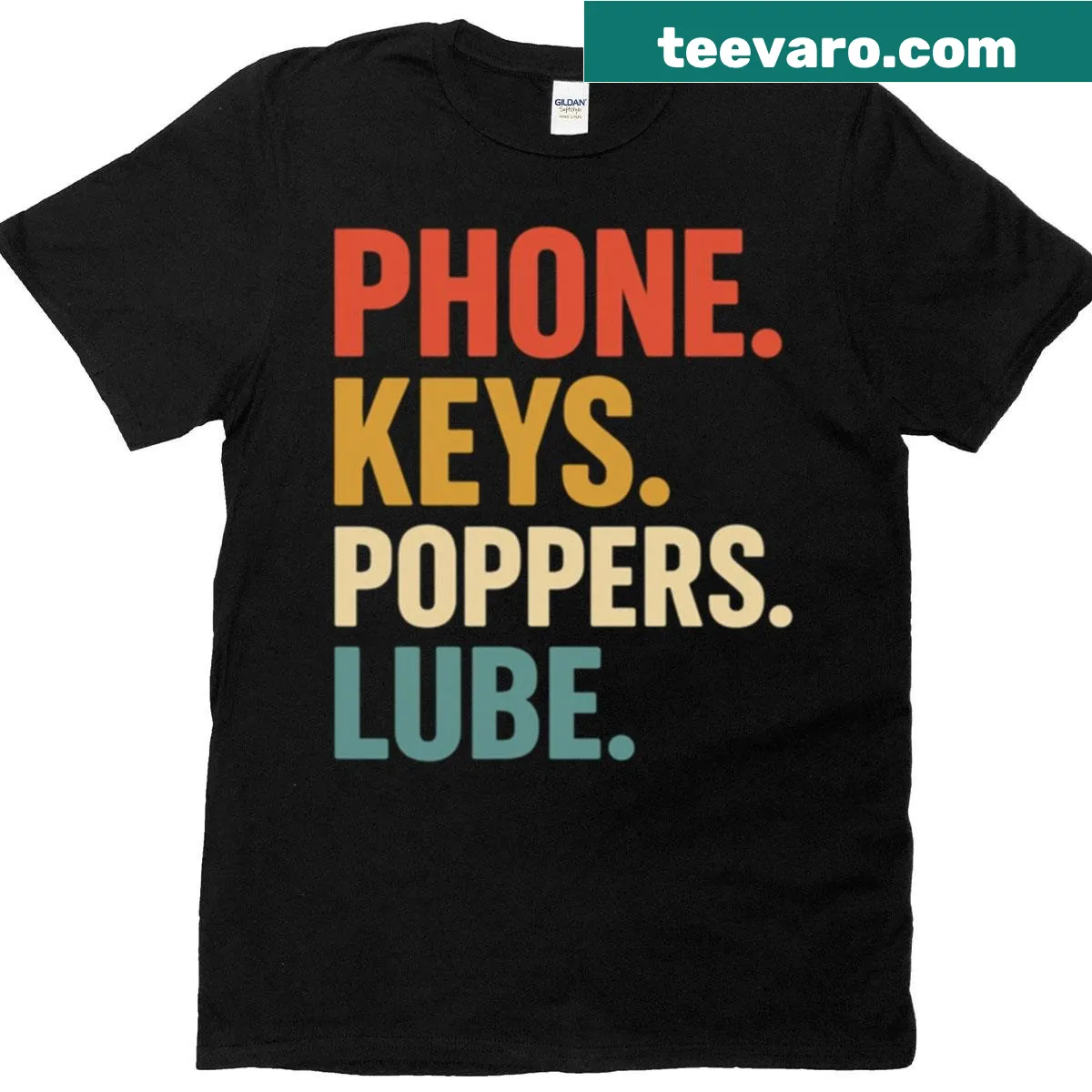 Bold retro checklist t-shirt with humorous essentials listed — on a men's t-shirt