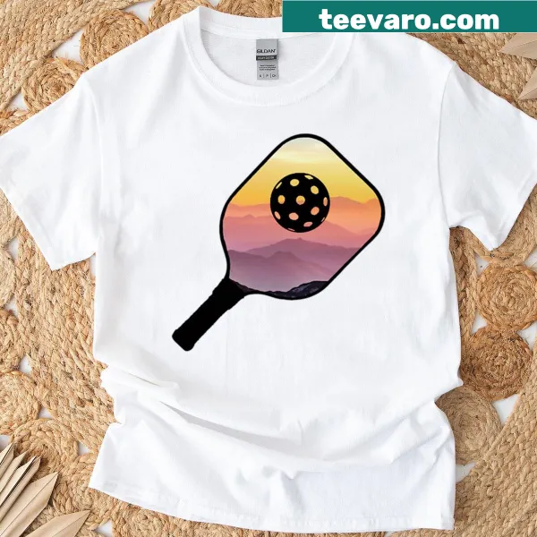 Illustrated design of a sunrise with Pickleball theme