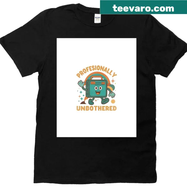 Bold graphic t-shirt with the phrase 'Professionally Unbothered' in striking text