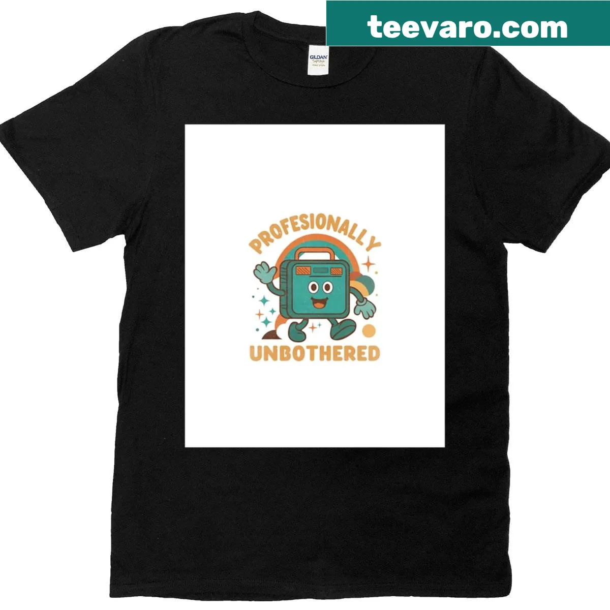 Bold graphic t-shirt with the phrase 'Professionally Unbothered' in striking text — on a men's t-shirt