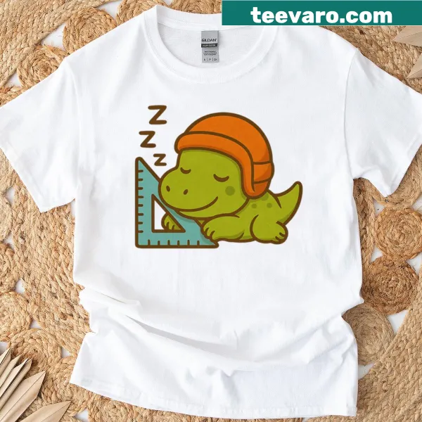 Illustration of a whimsical dinosaur design on a T-shirt