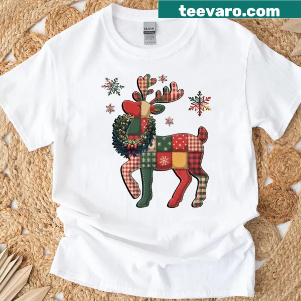 Cute patchwork reindeer design suitable for Christmas