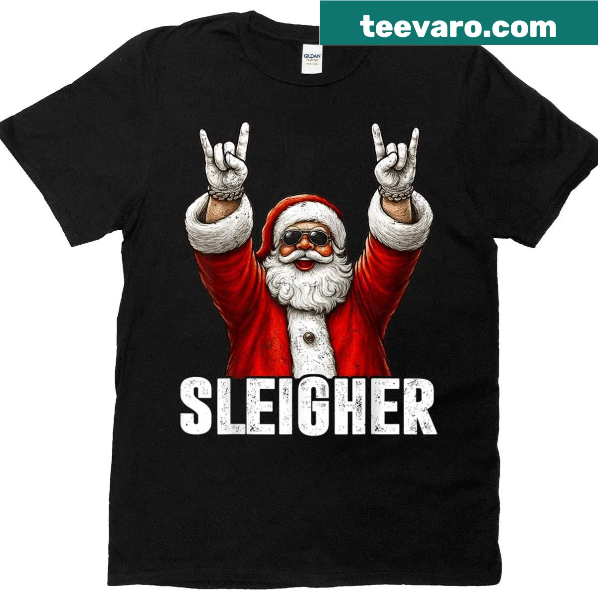 Cool retro Santa graphic on men's Christmas T-shirt — on a men's t-shirt