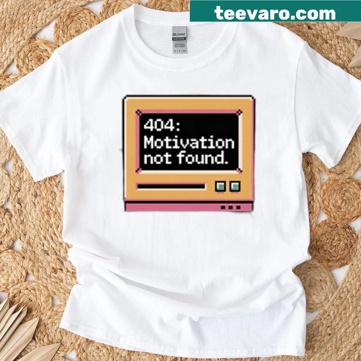 Retro t-shirt with vintage computer error message graphic — on a men's t-shirt