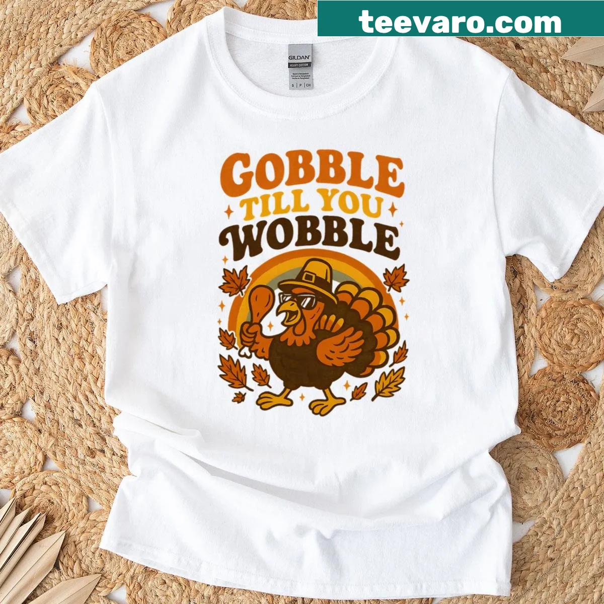 Vintage oversized t-shirt with a funny Thanksgiving turkey graphic — on a men's t-shirt