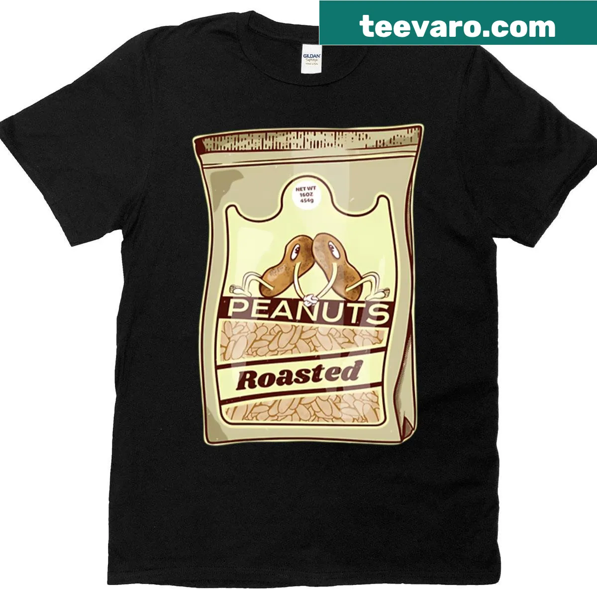 Oversized t-shirt featuring a graphic celebrating roasted peanuts — on a men's t-shirt