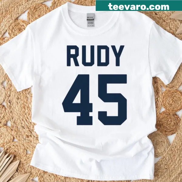 Tribute T-shirt featuring Rudy 45 football jersey design