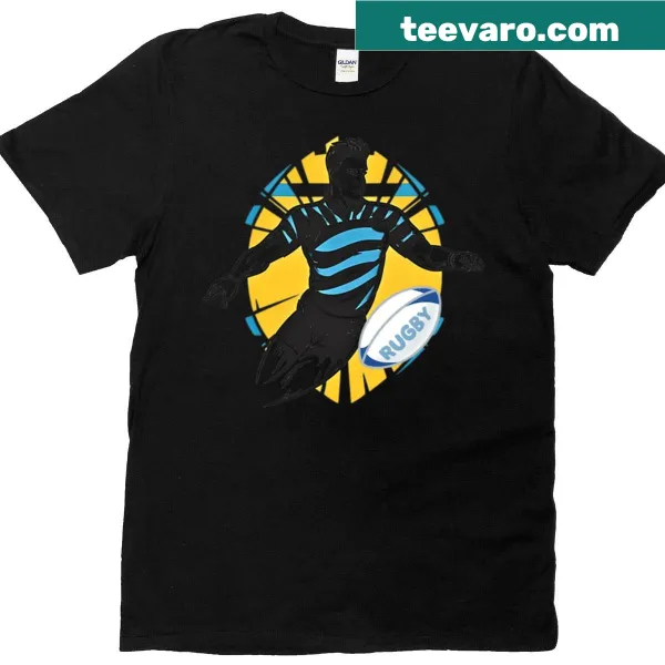 Minimalist rugby-themed t-shirt with bold typography