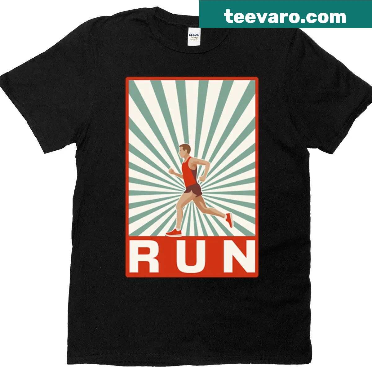 Vintage running t-shirt with a distressed design — on a men's t-shirt