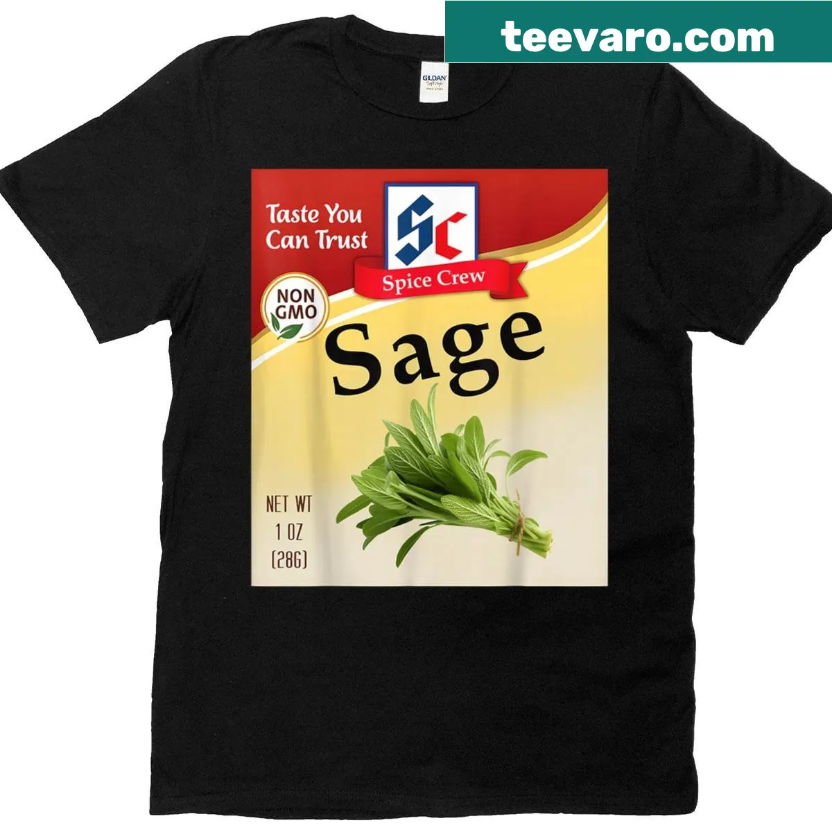 Cute sage condiment graphic on a matching T-shirt — on a men's t-shirt