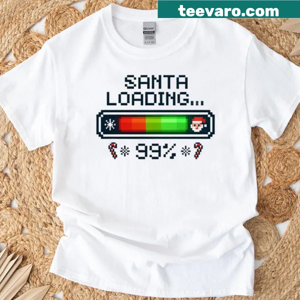 Retro Christmas T-shirt with humorous Santa loading gifts design