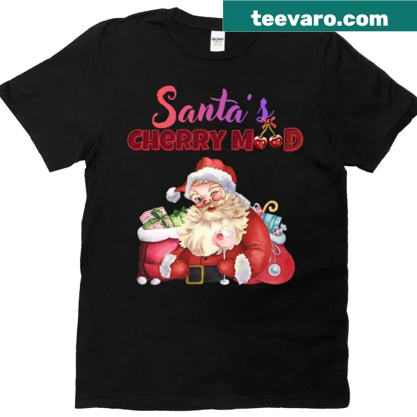 Retro Santa T-shirt featuring Santa with a cherry cocktail