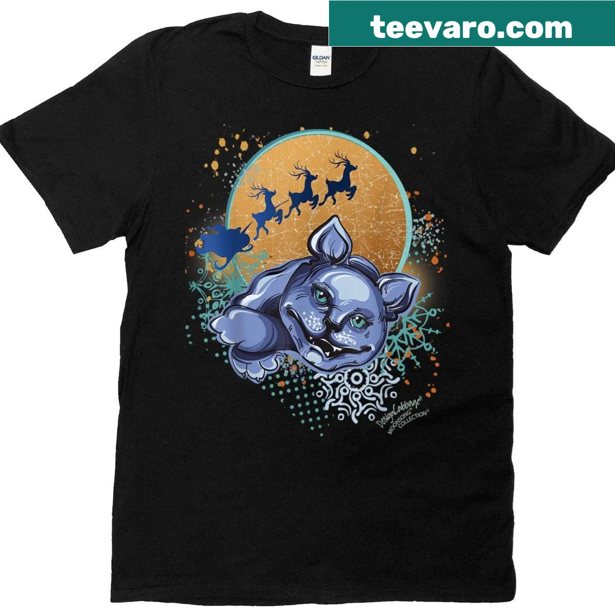 Sassy Santa cat graphic on a funny Christmas T-shirt — on a men's t-shirt
