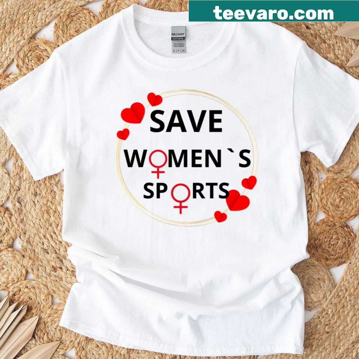 Empowering Save Womens Sports T-shirt with bold typography — on a men's t-shirt