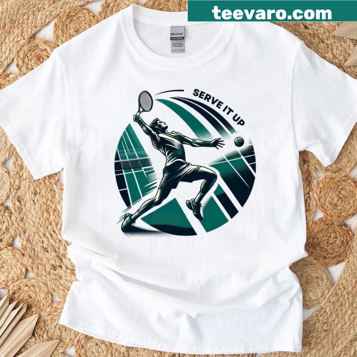 Typographic design featuring an inspiring tennis quote on t-shirt — on a men's t-shirt