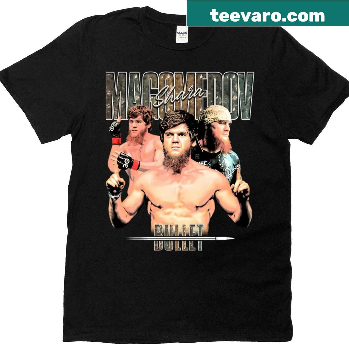 T-shirt featuring the name Shara Bullet Magomedov — on a men's t-shirt