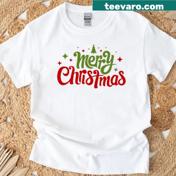 Simple Merry Christmas shirt with festive typography