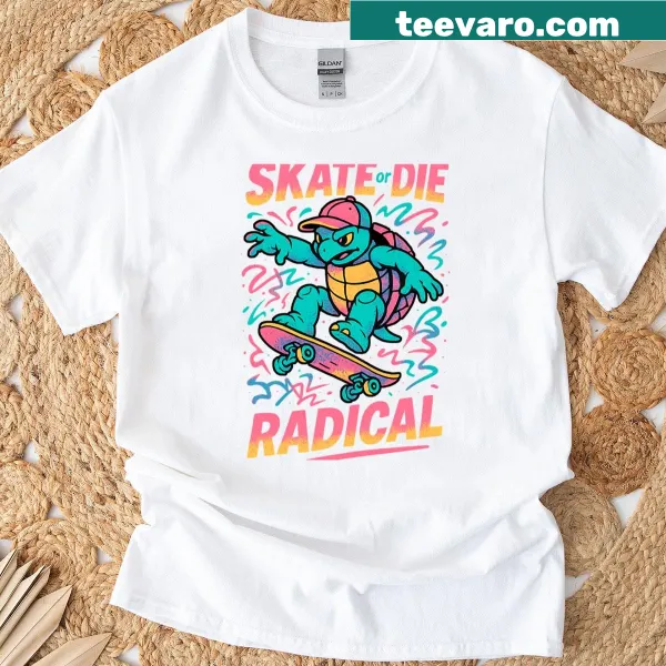 Oversized t-shirt featuring a radical skater turtle design from the 80s.