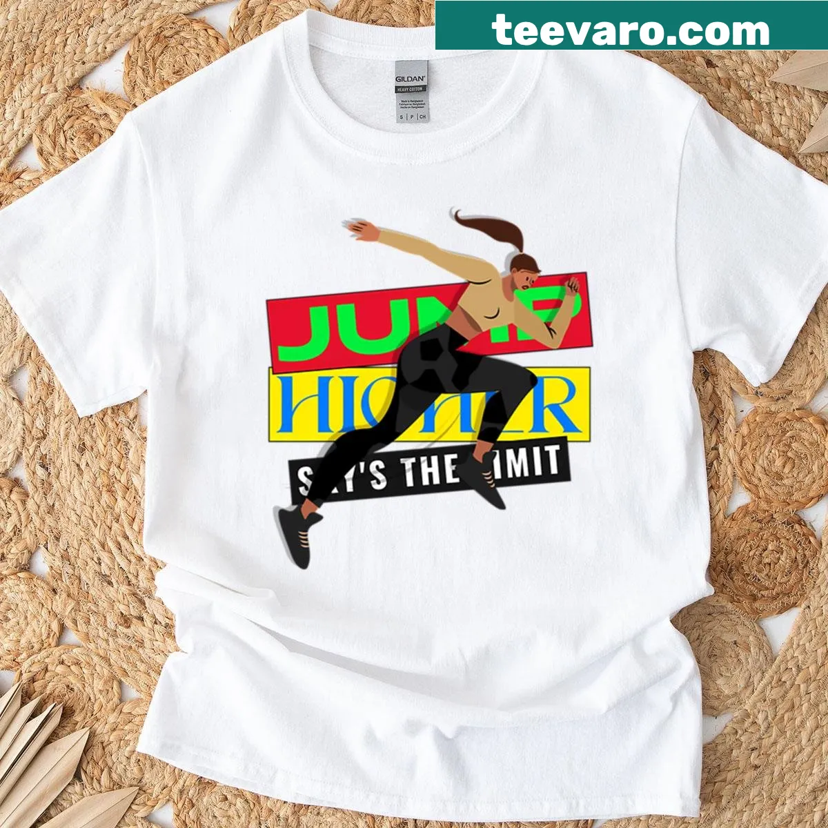 Typographic design stating 'Sky's The Limit' on a T-shirt — on a men's t-shirt