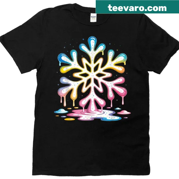 Whimsical snowflake drip design for Christmas T-shirt
