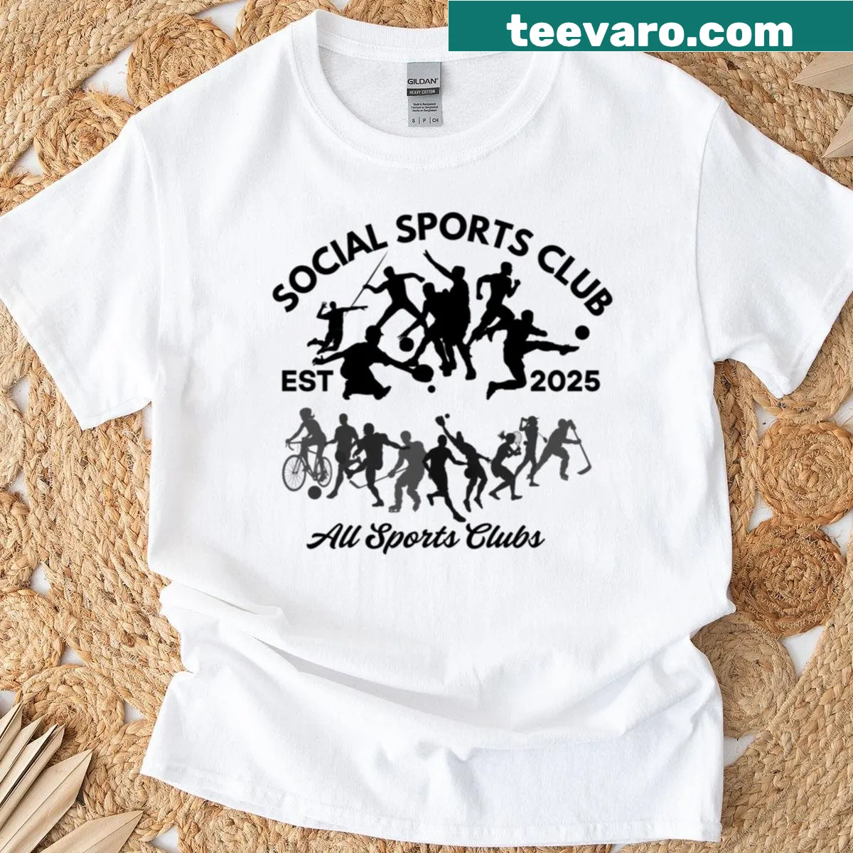 Social club sports t-shirt with 2025 establishment design — on a men's t-shirt