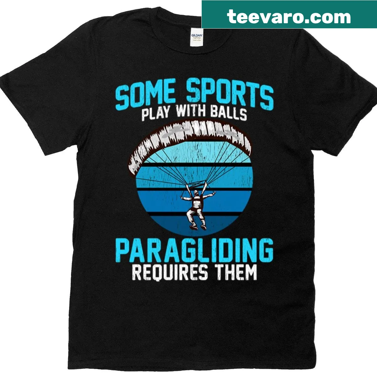 Funny T-shirt with text about paragliding and sports — on a men's t-shirt