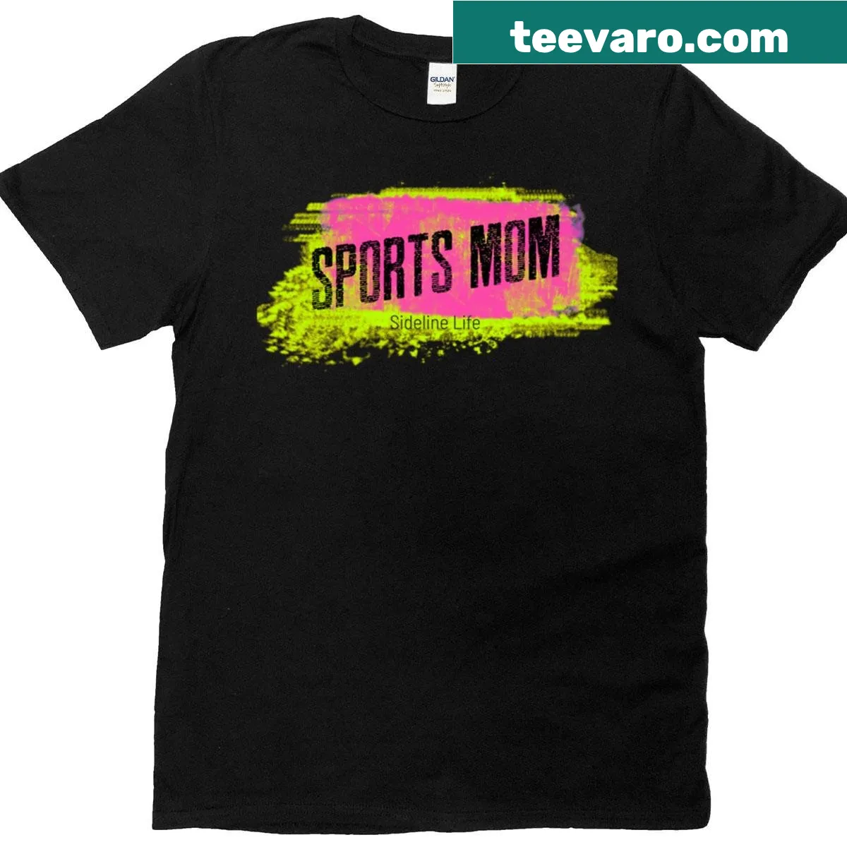 Neon t-shirt celebrating sports moms with a playful slogan — on a men's t-shirt