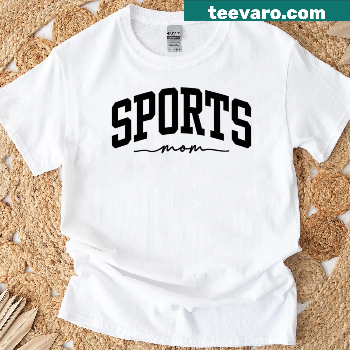 Typographic Sports Mom t-shirt featuring proud text — on a men's t-shirt