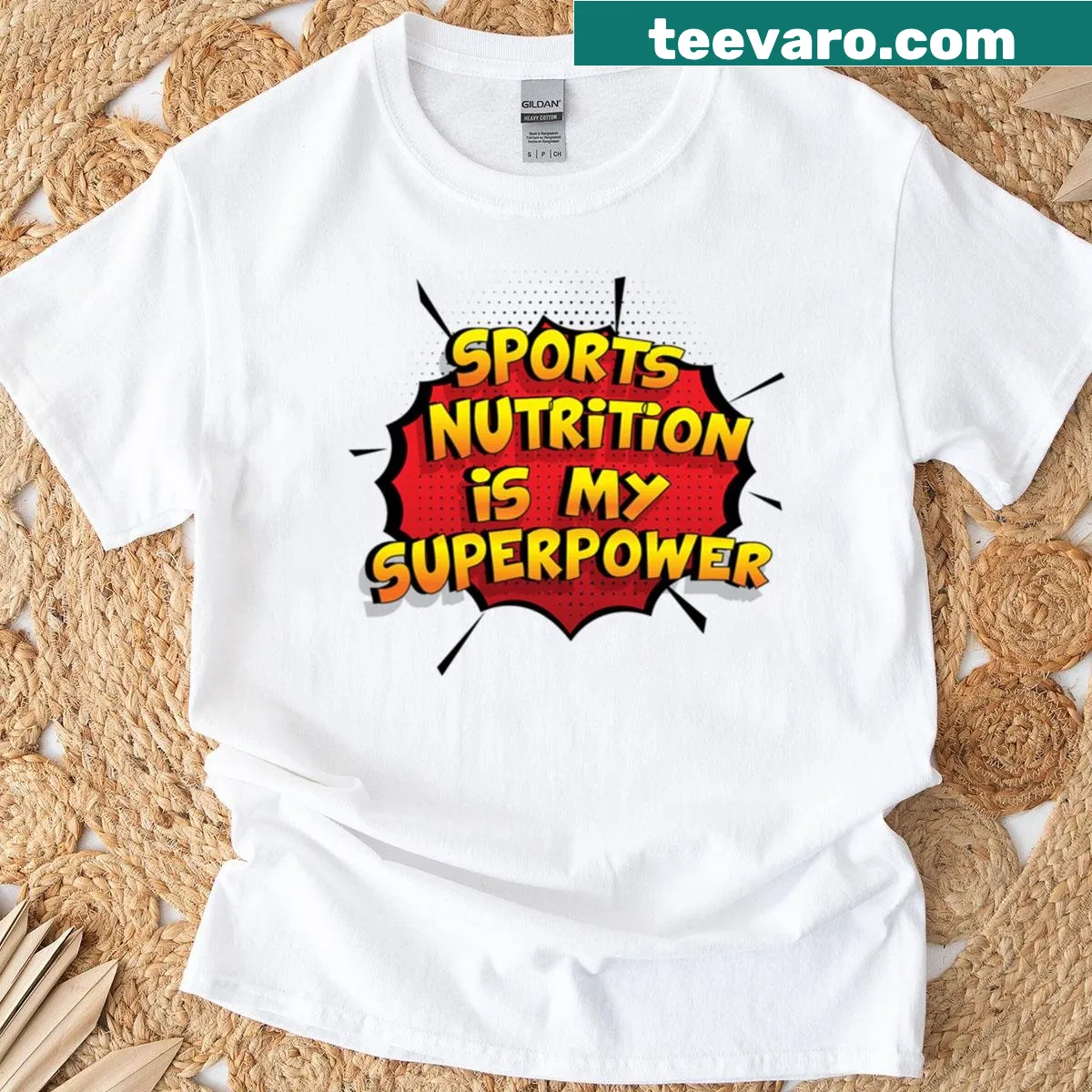 Funny sports nutrition graphic on T-shirt — on a men's t-shirt