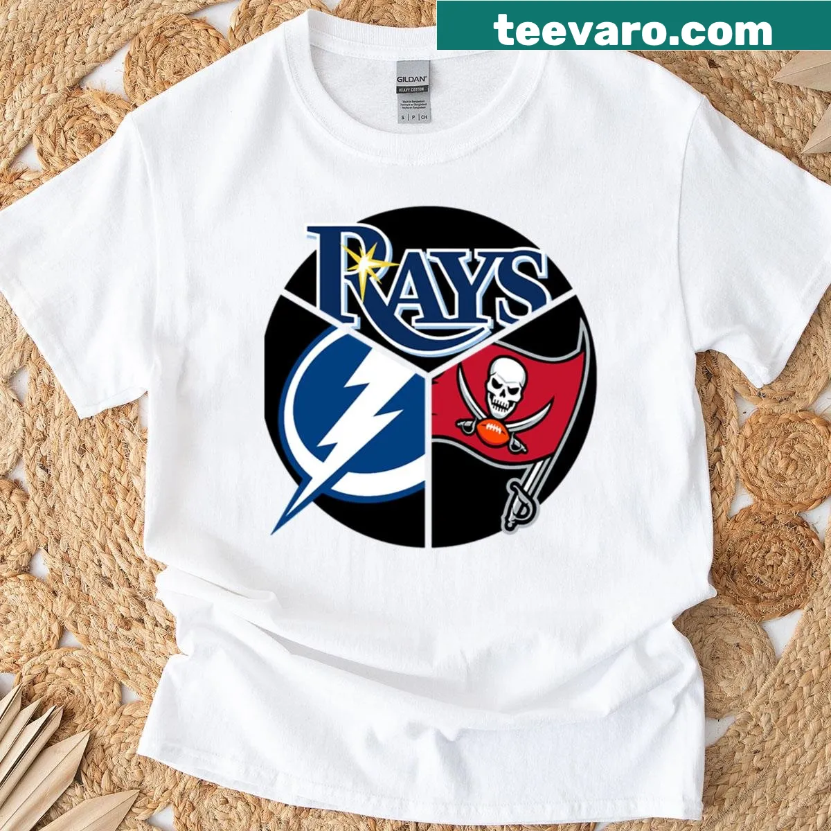 T-shirt featuring a graphic for Tampa Bay sports teams — on a men's t-shirt
