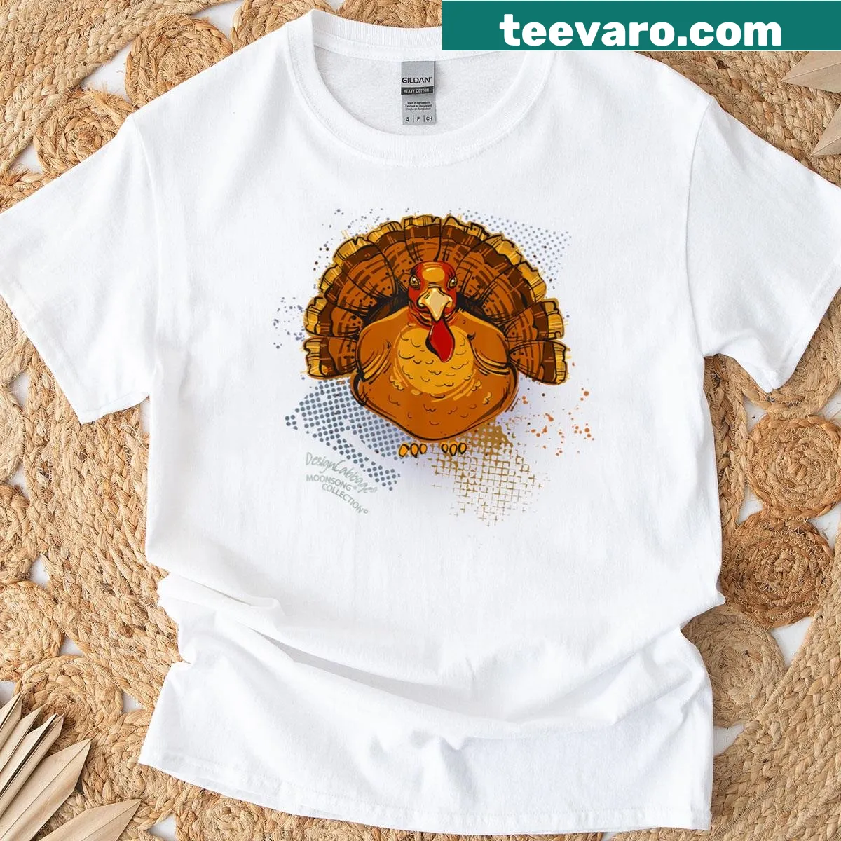 Vintage distressed turkey graphic on a casual t-shirt for the holidays — on a men's t-shirt