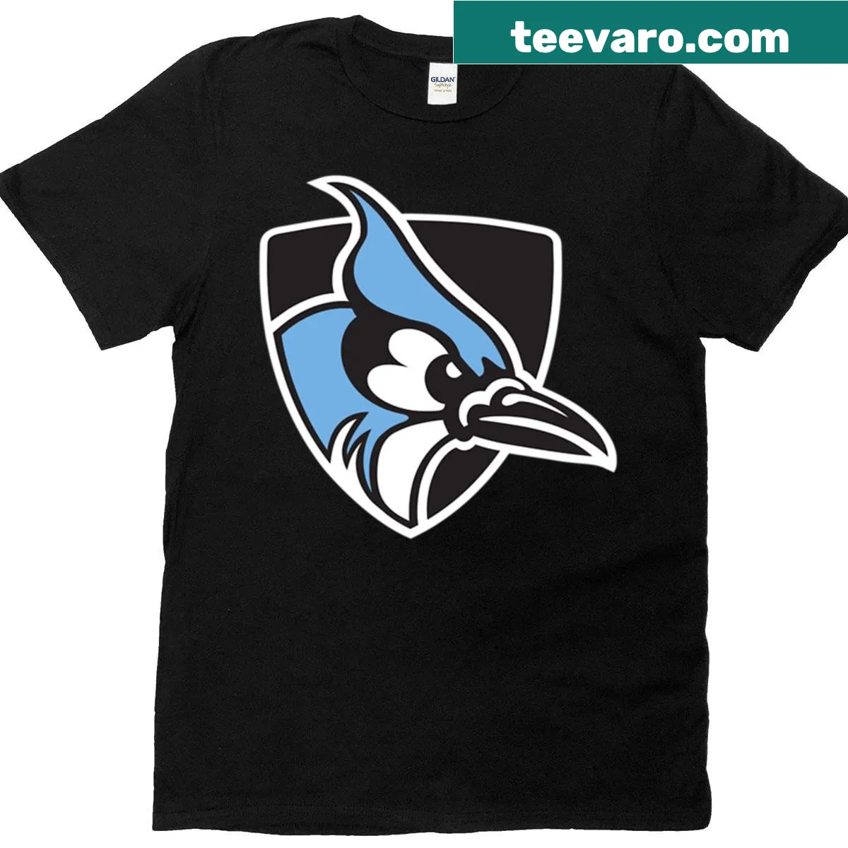 Blue Jays T-shirt for Johns Hopkins fans with team logo — on a men's t-shirt